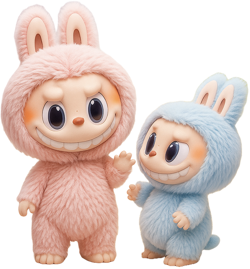 Pink and Blue Labubu Characters